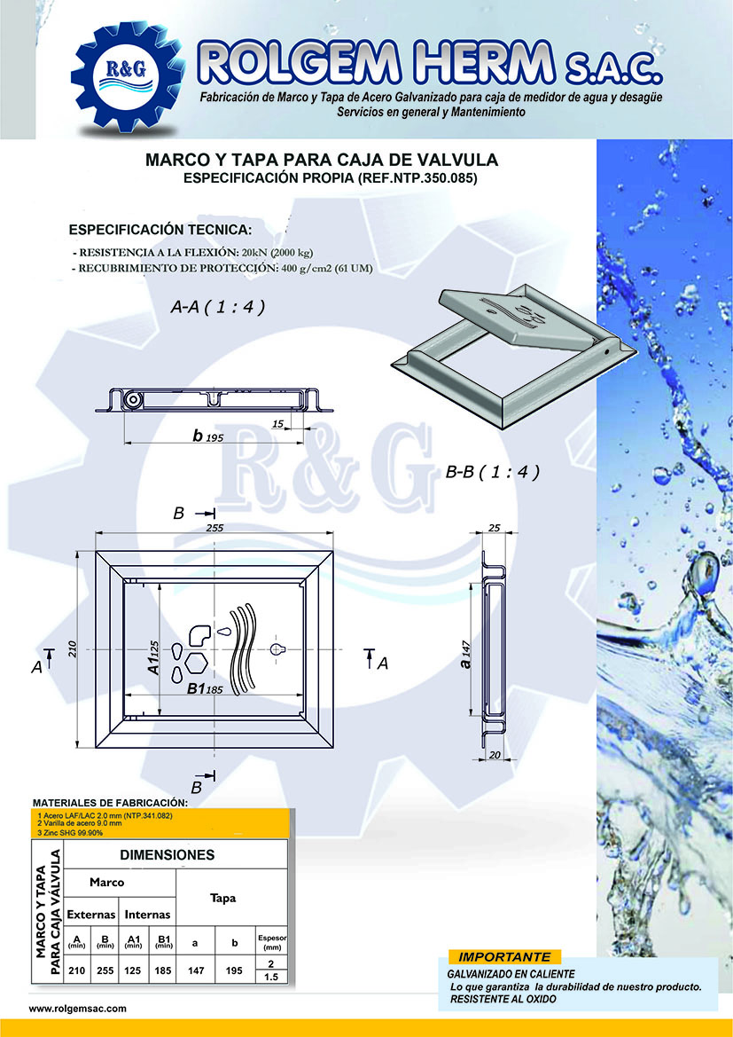 Marco y tapa Fe Gdo para caja de valvula